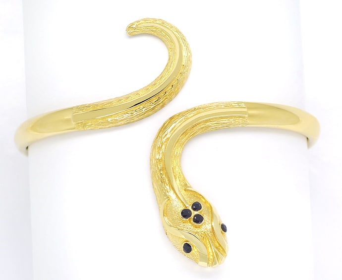 Foto 1 - Armreif als flexible Schlange mit Saphiren und Gravuren, Q0492