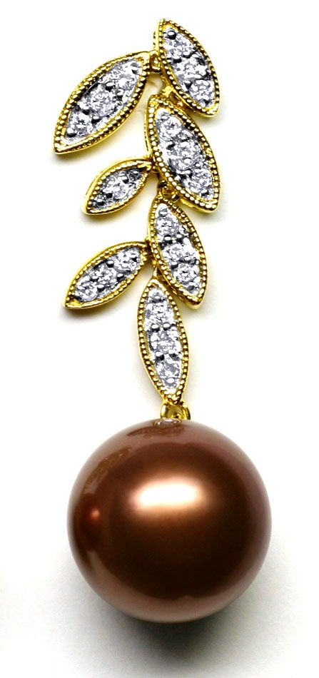 Foto 2 - Spitzen Schoko Tahiti Perlen Brillant-Ohrgehänge, S1062